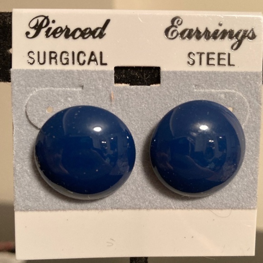 Blue Surgical Steel Earrings